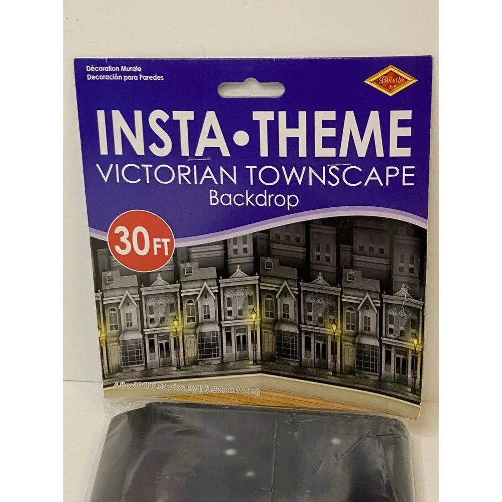 Insta-theme Victorian Townscape Party BackDrop Accessory‎ 4’ X 30’ New